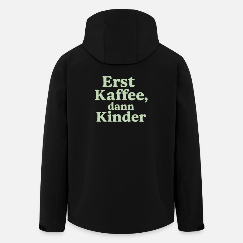 Erst Kaffee, Dann Kinder (salbeigrün) - Recycelte Männer Softshell-Jacke von Stanley/Stella - Schwarz