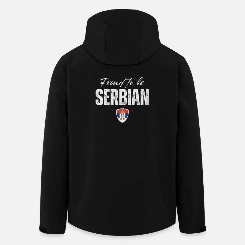 Serbe fier, fabriqué en Serbie - Veste softshell homme en polyester recyclé Stanley/Stella - noir