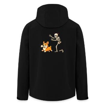 Humour Squelette Poursuit Chien Corgi - Veste softshell homme en polyester recyclé Stanley/Stella - noir - Dos - AI Model Male 185 light (185cm)