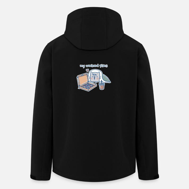 Chat Kawaii avec Pizza Design - Veste softshell homme en polyester recyclé Stanley/Stella - noir