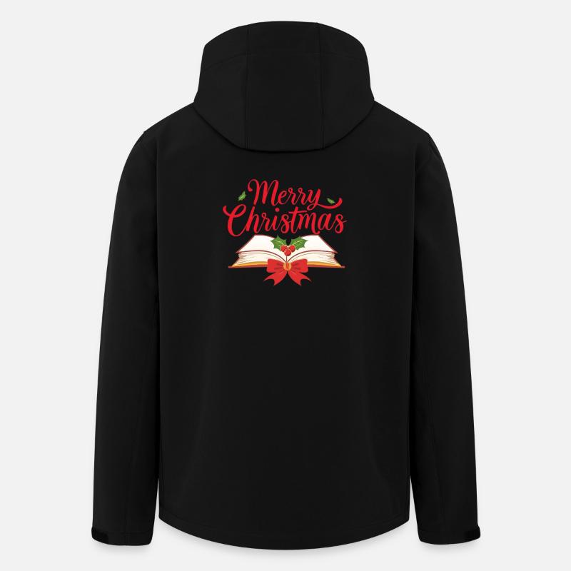 Merry Bookmas – Fine Line Book Design - Men’s Recycled Softshell Jacket by Stanley/Stella - black