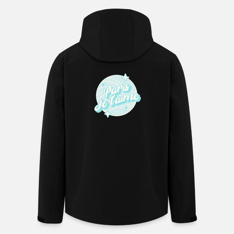 Paris Je t'aime Pastel bleu - Veste softshell homme en polyester recyclé Stanley/Stella - noir