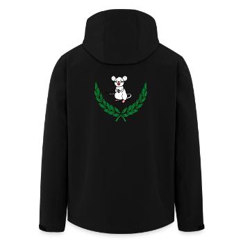 Maus im grünen Lorbeerkranz – Herzlichen Glückwunsch - Recycelte Männer Softshell-Jacke von Stanley/Stella - Schwarz - Hinten - AI Model Male 185 light (185cm)