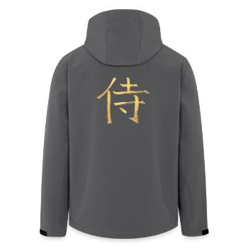Samurai - In Japanese / Ink Characters - Men’s Recycled Softshell Jacket by Stanley/Stella - black - Back - AI Model Male 185 light (185cm)