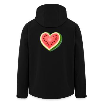 Juicy Watermelon in Heart Shape Illustration - Men’s Recycled Softshell Jacket by Stanley/Stella - black - Back - AI Model Male 185 light (185cm)