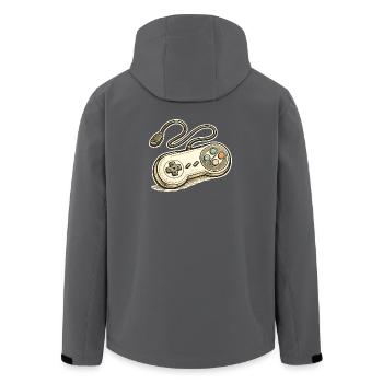 Graphismes rétro de manette de jeu - Veste softshell homme en polyester recyclé Stanley/Stella - noir - Dos - AI Model Male 185 light (185cm)