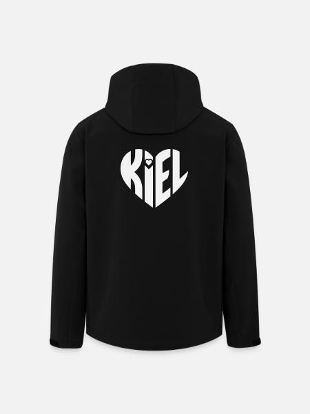 Kiel Heart Typography - Men’s Recycled Softshell Jacket by Stanley/Stella - black