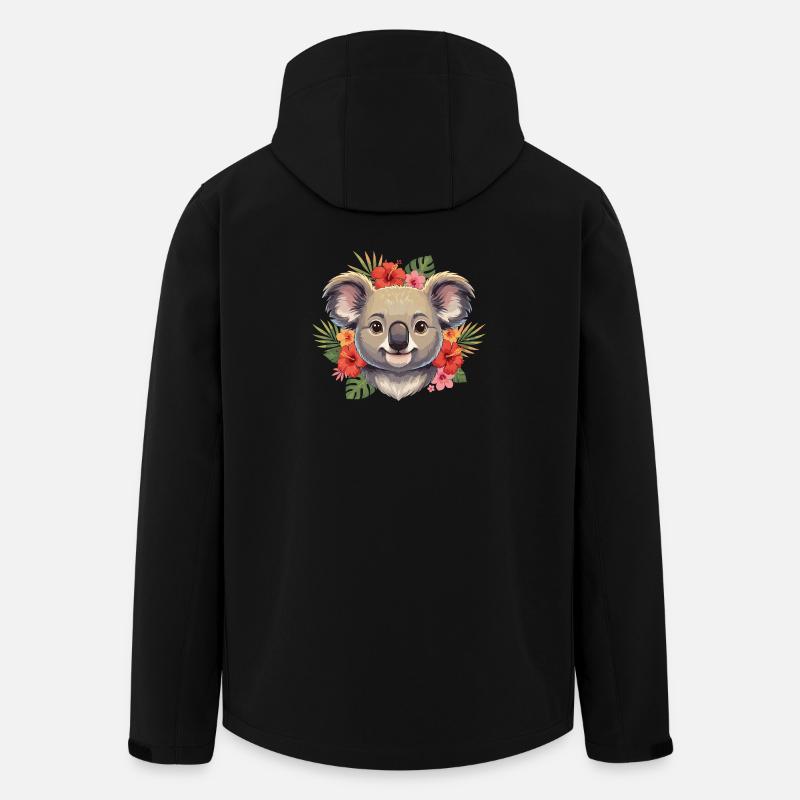 Koala avec une couronne de fleurs - Veste softshell homme en polyester recyclé Stanley/Stella - noir
