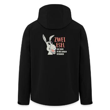 Zwei Esel die sich in die Augen schauen - Recycelte Männer Softshell-Jacke von Stanley/Stella - Schwarz - Hinten - AI Model Male 185 light (185cm)