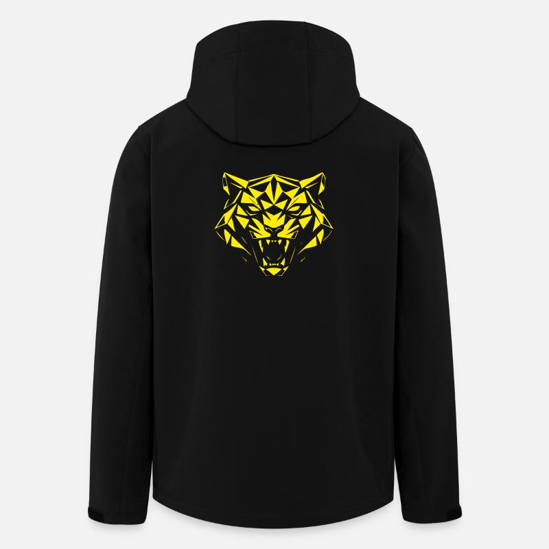 Geometrischer Gelb-Tigerkopf - Recycelte Männer Softshell-Jacke von Stanley/Stella - Schwarz