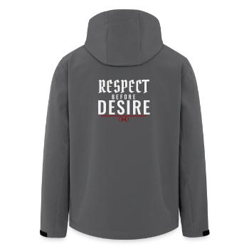 Respect Before Desire – Power Exchange Values - Men’s Recycled Softshell Jacket by Stanley/Stella - anthracite - Back - AI Model Male 185 light (185cm)