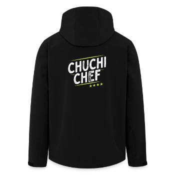 Küchenchef - Chuchi Chef - Schweizerdeutsch - Recycelte Männer Softshell-Jacke von Stanley/Stella - Schwarz - Hinten - AI Model Male 185 light (185cm)