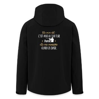 Humour Papy Chasse humoristique Papi Chasseur Tee - Veste softshell homme en polyester recyclé Stanley/Stella - noir - Dos - AI Model Male 185 light (185cm)