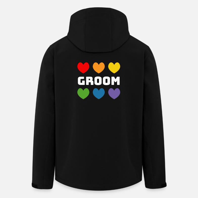 Rainbow Hearts Groom blanc - Veste softshell homme en polyester recyclé Stanley/Stella - noir