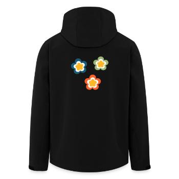 70er Jahre Blume Muster Retro Hippie Festival - Recycelte Männer Softshell-Jacke von Stanley/Stella - Schwarz - Hinten - AI Model Male 185 light (185cm)