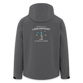 Ich denk an dich, Lieblingsort, Hamburger Michel - Recycelte Männer Softshell-Jacke von Stanley/Stella - Anthrazit - Hinten - AI Model Male 185 light (185cm)