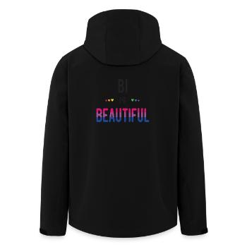 LGBT Pride Month - Bi is Beautiful - Men’s Recycled Softshell Jacket by Stanley/Stella - black - Back - AI Model Male 185 light (185cm)
