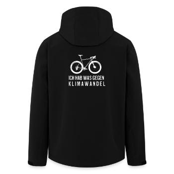 Fahrrad-Statement gegen Klimawandel - Recycelte Männer Softshell-Jacke von Stanley/Stella - Schwarz - Hinten - AI Model Male 185 light (185cm)