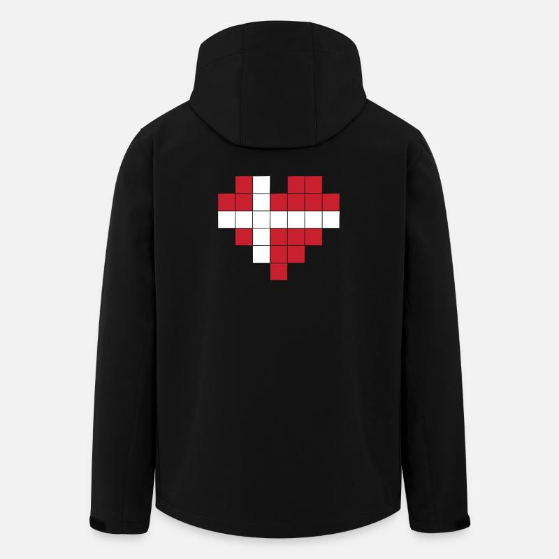 Pixel Heart Drapeau du Danemark - Veste softshell homme en polyester recyclé Stanley/Stella - noir