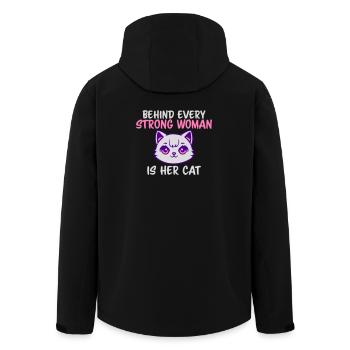Behind Every Strong Woman Is Her Cat Spruch Katze - Men’s Recycled Softshell Jacket by Stanley/Stella - black - Back - AI Model Male 185 light (185cm)