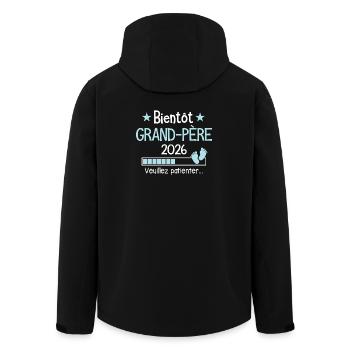 Bientôt grand-père 2026 cadeau futur papi - Veste softshell homme en polyester recyclé Stanley/Stella - noir - Dos - AI Model Male 185 light (185cm)