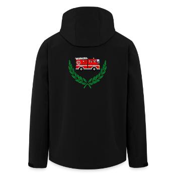 Feuerwehrauto im Lorbeerkranz - Recycelte Männer Softshell-Jacke von Stanley/Stella - Schwarz - Hinten - AI Model Male 185 light (185cm)