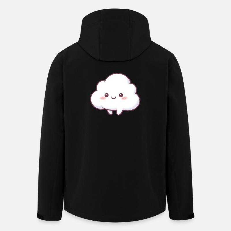 Dessin animé Nuage Câlin Kawaii - Veste softshell homme en polyester recyclé Stanley/Stella - noir