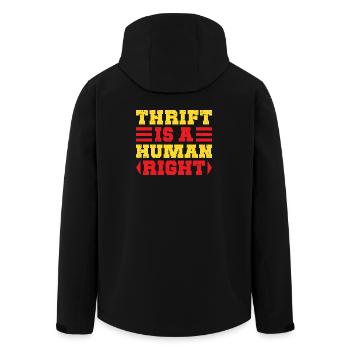Thrift Shopper Is A Human Right Thrift Store - Men’s Recycled Softshell Jacket by Stanley/Stella - black - Back - AI Model Male 185 light (185cm)