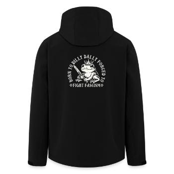 Drôle de design de grenouille Antifa Born To Dilly Dlutter - Veste softshell homme en polyester recyclé Stanley/Stella - noir - Dos - AI Model Male 185 light (185cm)