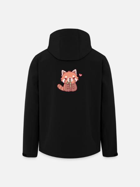 Cute Red Panda Loves Bamboo - Men’s Recycled Softshell Jacket by Stanley/Stella - black