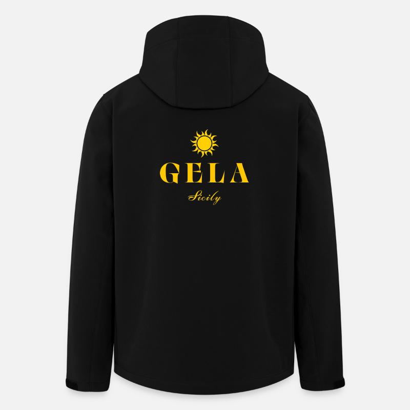 GELA Sizilien Sonnenlogo - Recycelte Männer Softshell-Jacke von Stanley/Stella - Schwarz