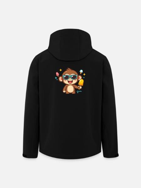 Sommerspaß Affe mit Eis - Recycelte Männer Softshell-Jacke von Stanley/Stella - Schwarz