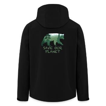 Bear Nature Forest Nature Conservation - Men’s Recycled Softshell Jacket by Stanley/Stella - black - Back - AI Model Male 185 light (185cm)