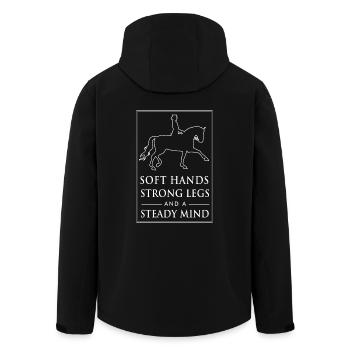 Pferde T-Shirt: Dressurreiten - Recycelte Männer Softshell-Jacke von Stanley/Stella - Schwarz - Hinten - AI Model Male 185 light (185cm)