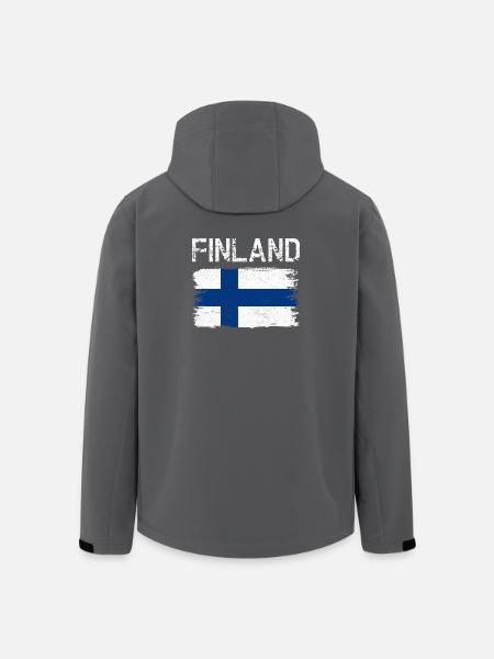 Finland Flag Distressed Brush - Men’s Recycled Softshell Jacket by Stanley/Stella - black