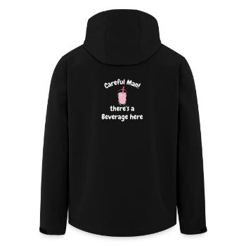 Careful man there's a beverage here! - Men’s Recycled Softshell Jacket by Stanley/Stella - black - Back - AI Model Male 185 light (185cm)
