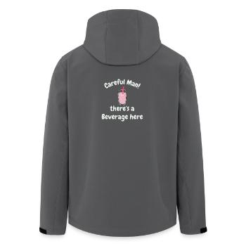 Careful man there's a beverage here! - Men’s Recycled Softshell Jacket by Stanley/Stella - anthracite - Back - AI Model Male 185 light (185cm)