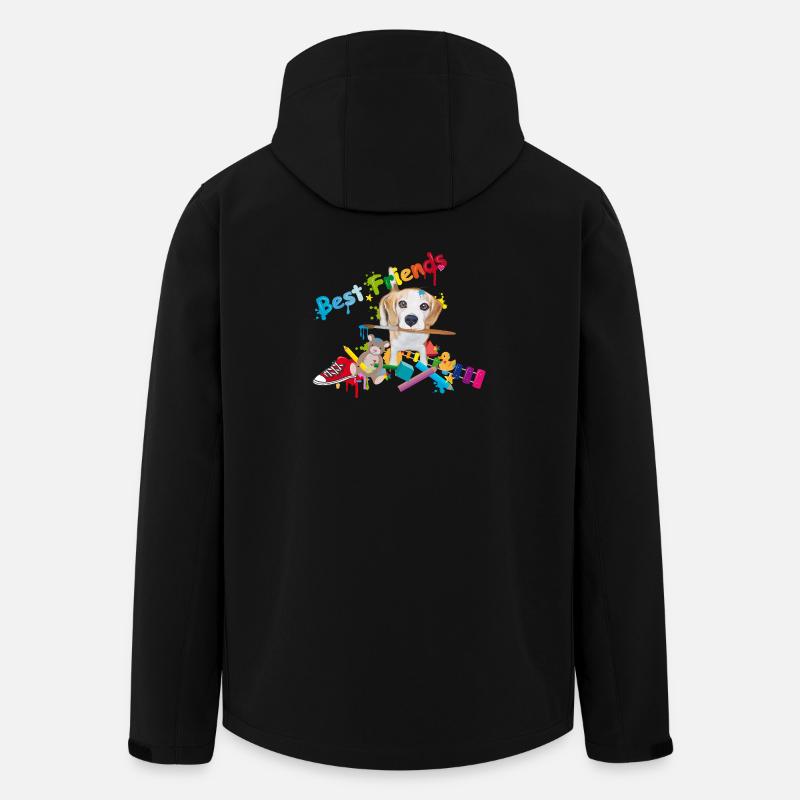 Bunter Freundschaftsgruß mit Beagle & Spielzeug - Recycelte Männer Softshell-Jacke von Stanley/Stella - Schwarz