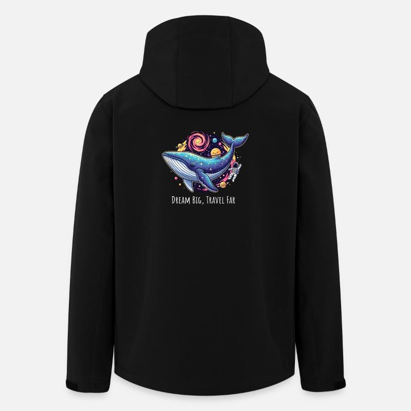 Illustration d’aventure de baleine cosmique - Veste softshell homme en polyester recyclé Stanley/Stella - noir