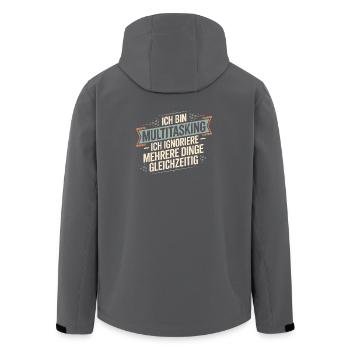 I'm multitasking – I ignore several things - Men’s Recycled Softshell Jacket by Stanley/Stella - anthracite - Back - AI Model Male 185 light (185cm)