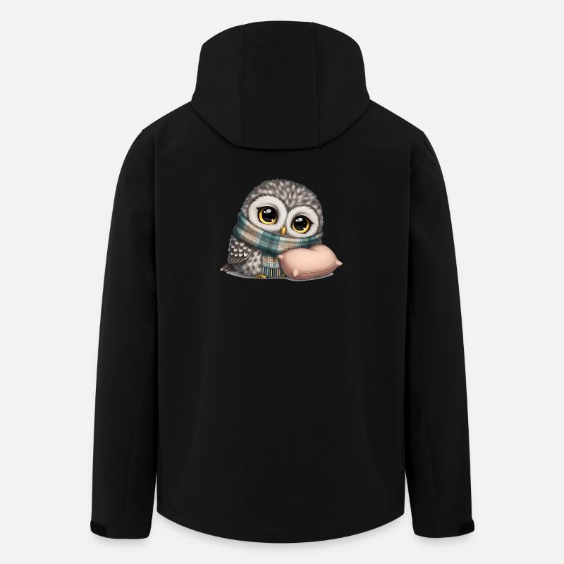 Hibou avec écharpe et oreiller - Veste softshell homme en polyester recyclé Stanley/Stella - noir