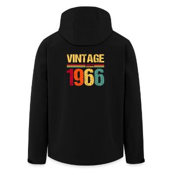 1966 Jahrgang 60. Geburtstag - Recycelte Männer Softshell-Jacke von Stanley/Stella - Schwarz - Hinten - AI Model Male 185 light (185cm)