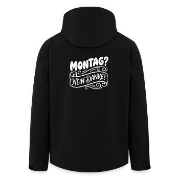 Lundi? Non merci! Lettrage manuel - Veste softshell homme en polyester recyclé Stanley/Stella - noir - Dos - AI Model Male 185 light (185cm)