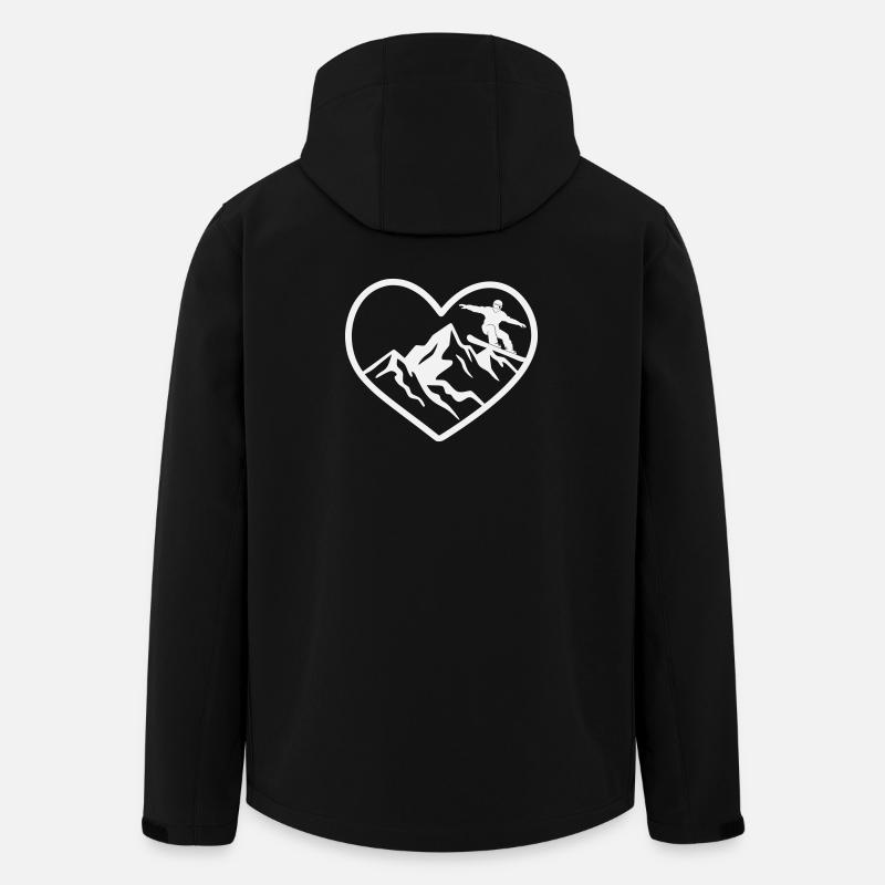 Herz, Berge und Snowboarder - Recycelte Männer Softshell-Jacke von Stanley/Stella - Schwarz