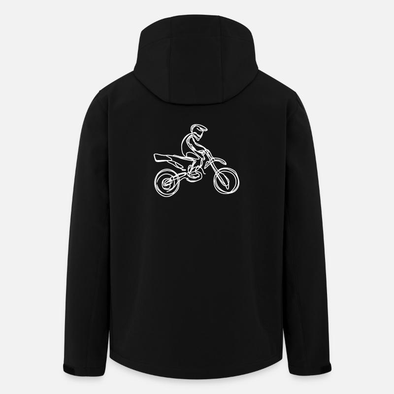 Dessin de pilotes de motocross - Veste softshell homme en polyester recyclé Stanley/Stella - noir