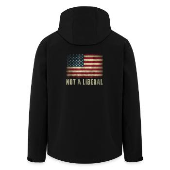 250-jähriges Amerika-Jubiläum – Kein liberales USA - Recycelte Männer Softshell-Jacke von Stanley/Stella - Schwarz - Hinten - AI Model Male 185 light (185cm)
