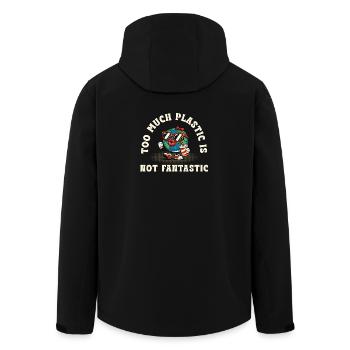Too Much Plastic – Not Fantastic Umwelt Spruch - Recycelte Männer Softshell-Jacke von Stanley/Stella - Schwarz - Hinten - AI Model Male 185 light (185cm)
