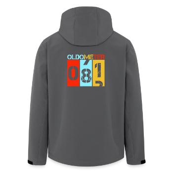 Oldometer 81 Funny 81st Birthday Retro Design - Men’s Recycled Softshell Jacket by Stanley/Stella - black - Back - AI Model Male 185 light (185cm)
