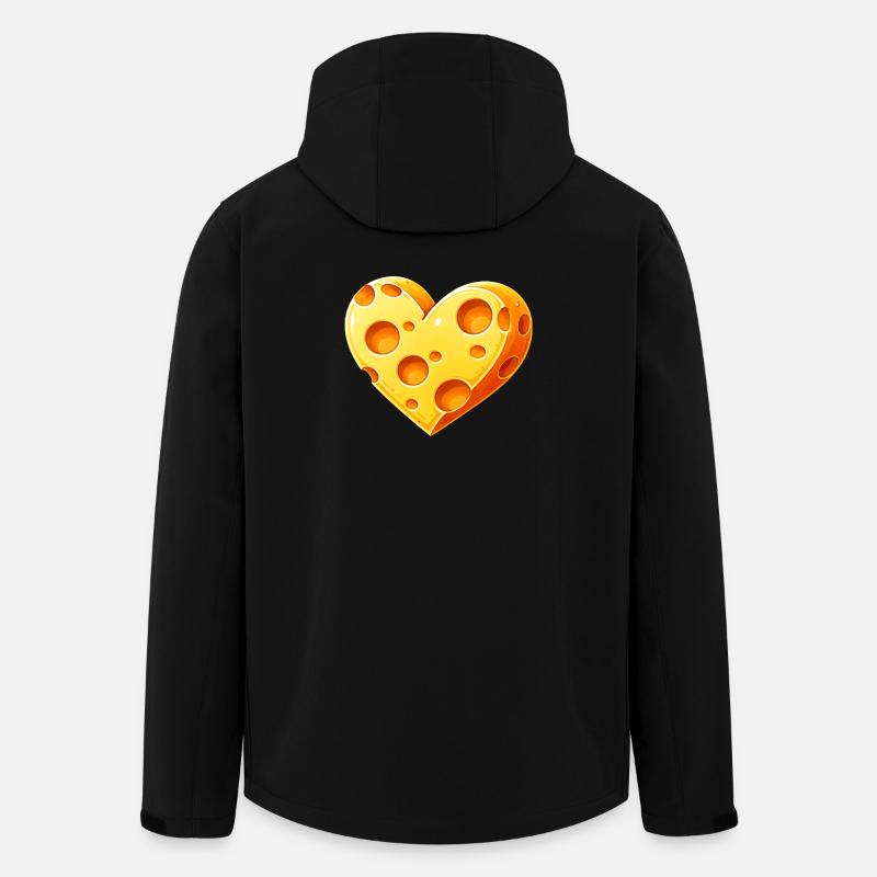 Illustration eines herzförmigen Käsestücks - Recycelte Männer Softshell-Jacke von Stanley/Stella - Schwarz