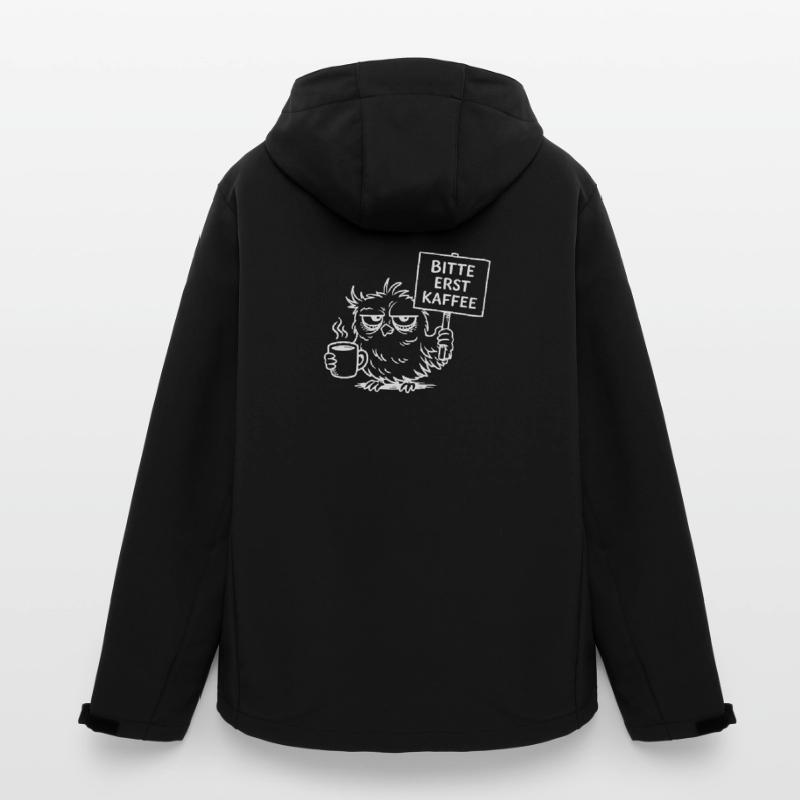 Bitte erst Kaffee – Müde Eule mit Kaffeetasse Recycelte Männer Softshell-Jacke von Stanley/Stella